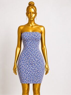 J.Crew Strapless Blue Floral Mini Dress Summer Preppy - Size 6